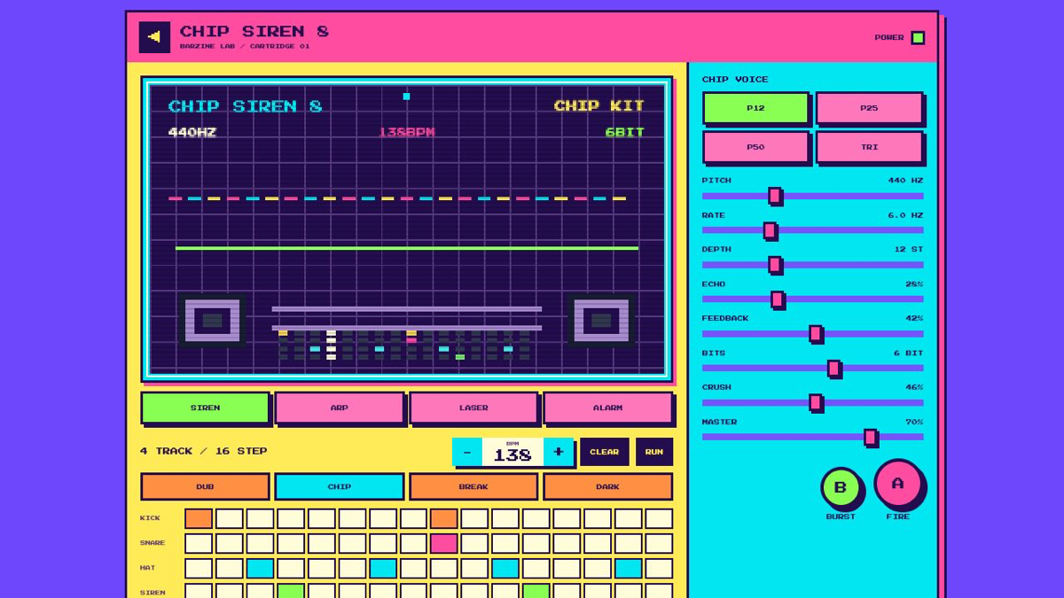 CHIP SIREN 8の操作画面