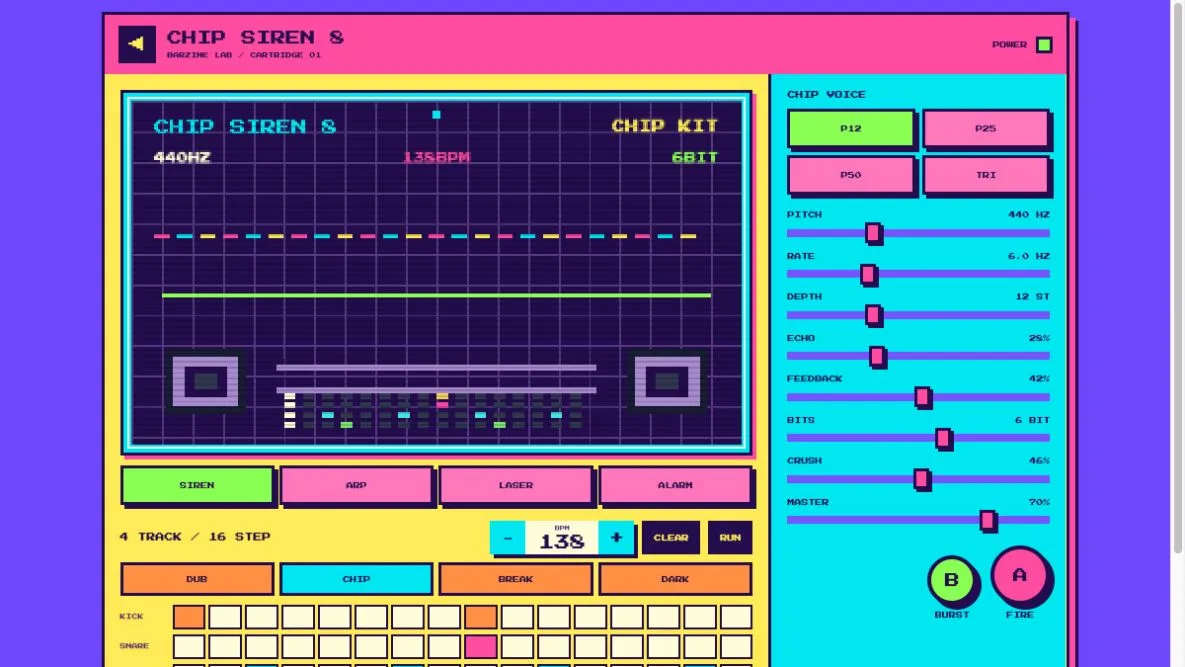 CHIP SIREN 8の操作画面