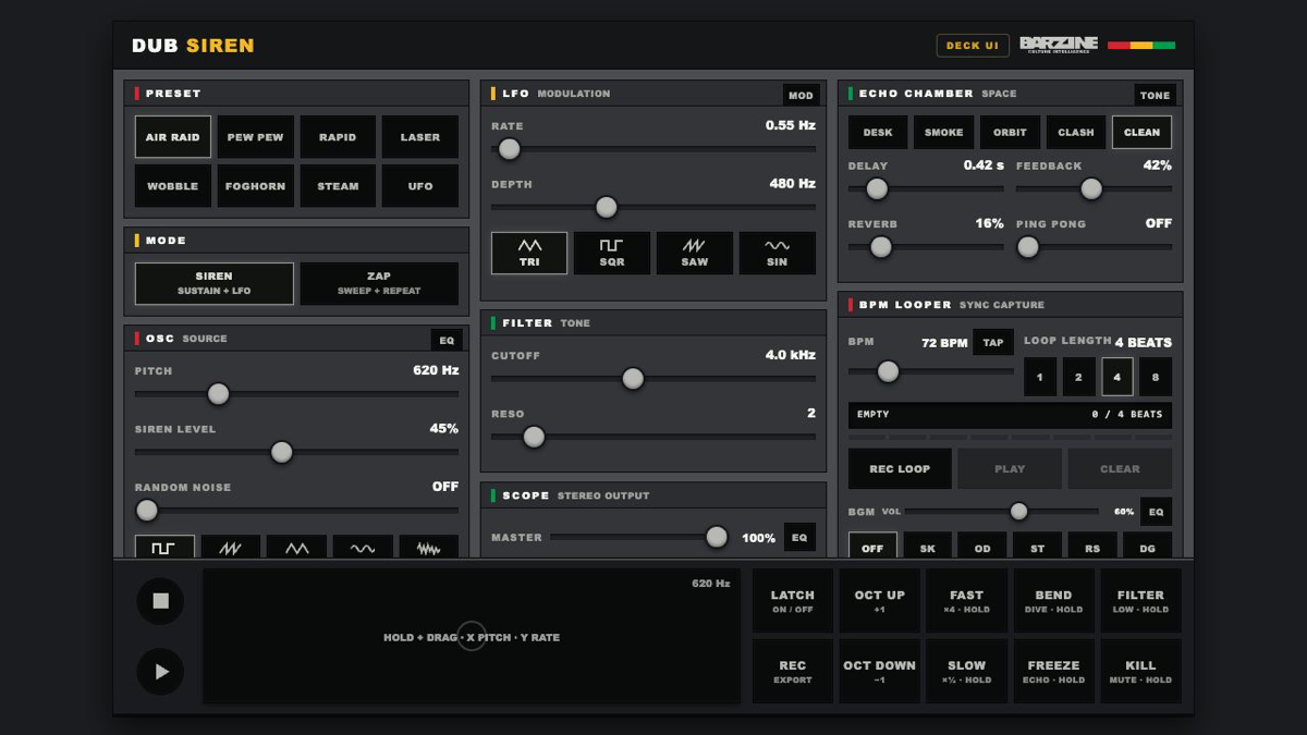 DUB SIREN CLASSICの操作画面