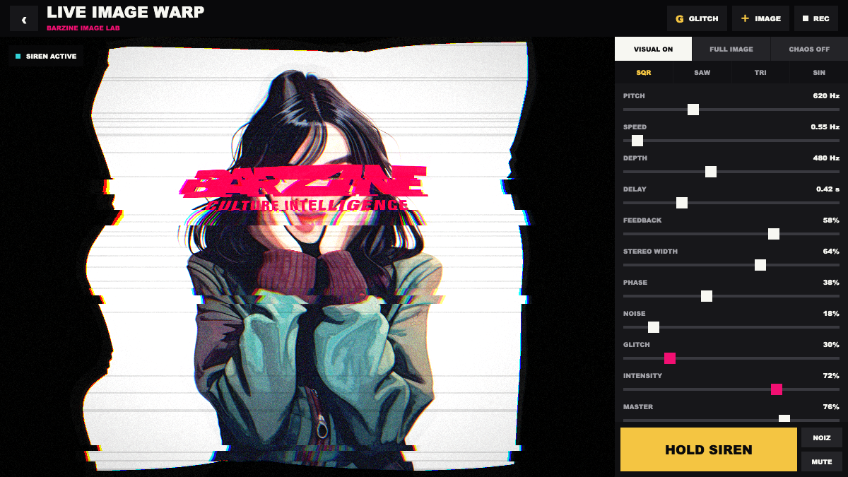 LIVE IMAGE WARPの操作画面