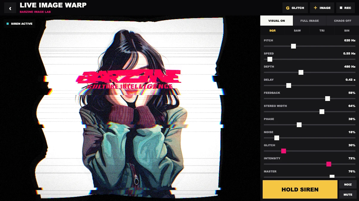 LIVE IMAGE WARPの操作画面